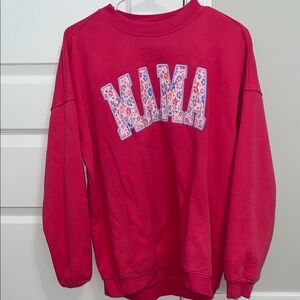 Hot Pink Floral Mama Oversized Mom Sweatshirt - Perfect for Baby Shower